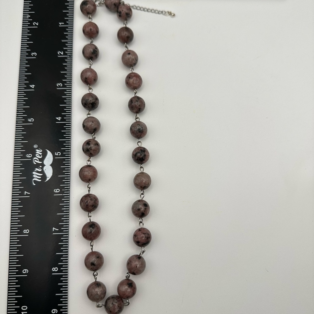 Handmade Unique Lavender Kiwi Jasper Beaded Chain Link Necklace - Picture 5 of 6